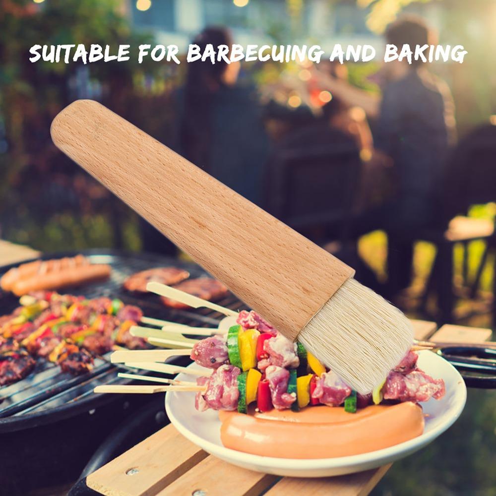 Comfortable Baking Brush Hanging Hole Design Barbecue Utensil Wooden Barbecuing Brush  BBQ Cooking