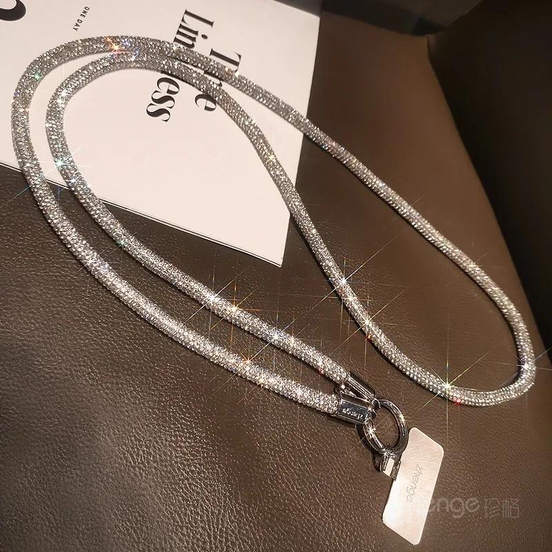 

Crossbody with A Full Diamond Thick Lanyard Metal Clip Mobile Phone Case Universal Sling Flash Diamond Bag Chain Rope