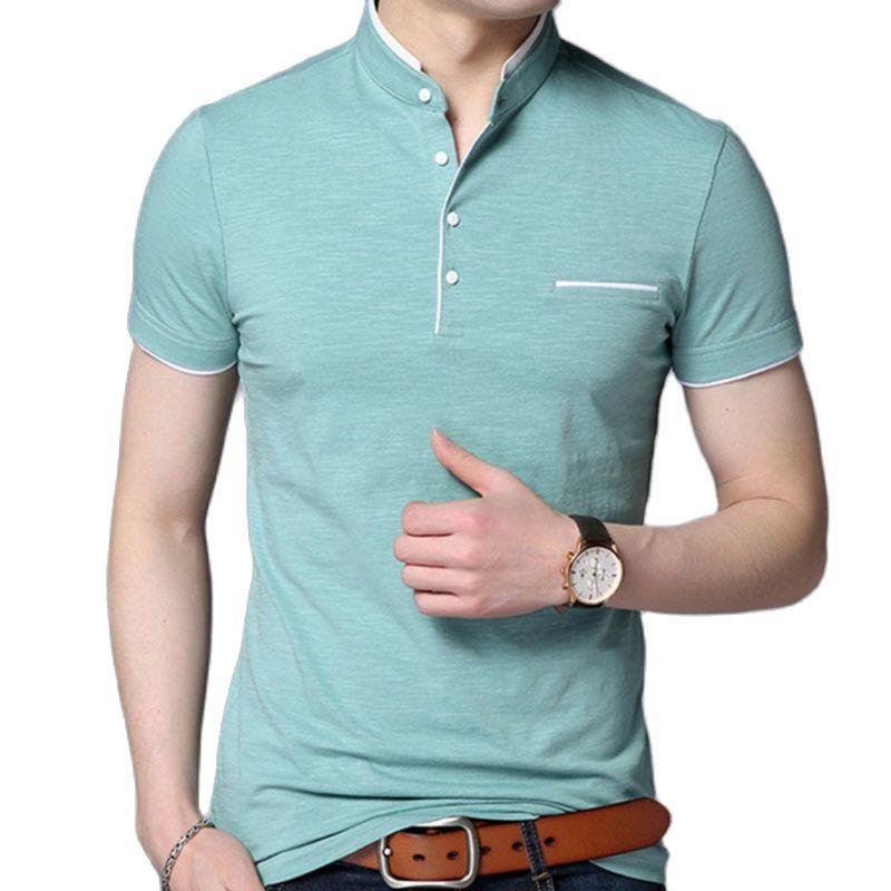 5XL Plus Size Men Summer Casual Top Slim Printing Cotton Short Sleeves Polo Shirt