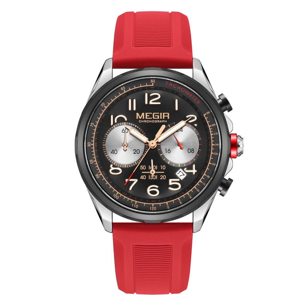 MEGIR Men Watches Luxury Quartz Wristwatch Waterproof Men's Sports Chronograph Silicone Strap Clock Relogio Masculino 2230