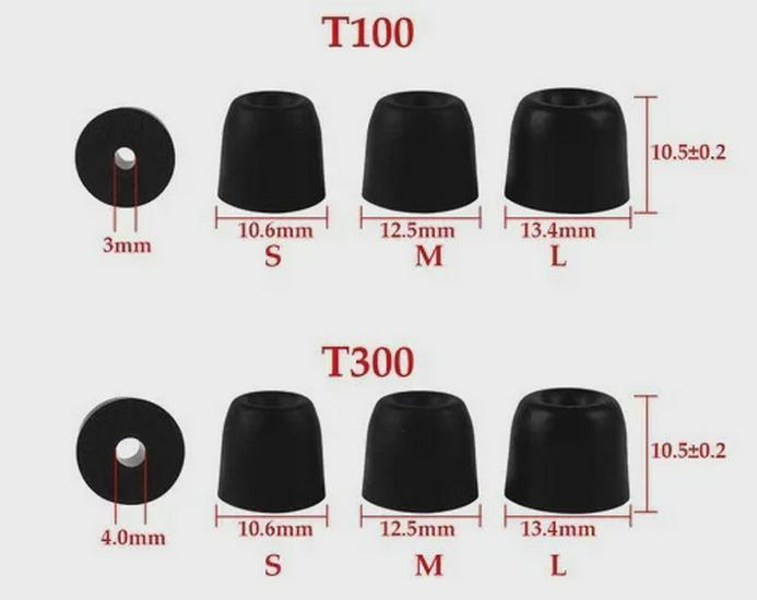 T100 C Series Memory Foam Tips for SE535/SE215 Headphones, 3MM