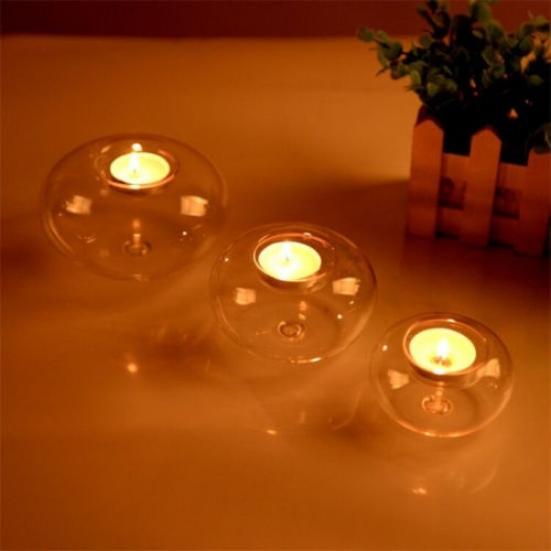 Glass Round Hanging Candle Tea Light Holder Candlestick Party Bar Home