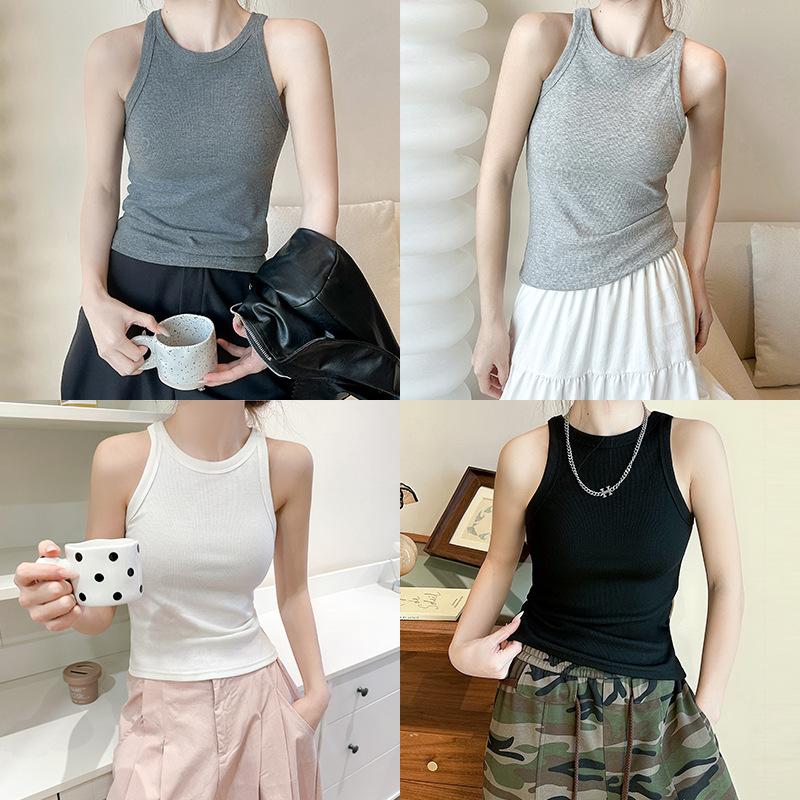 

Women s New Summer Style with White Suspender Vest, Fashionable Threaded Slim and Beautiful Back Base Top M