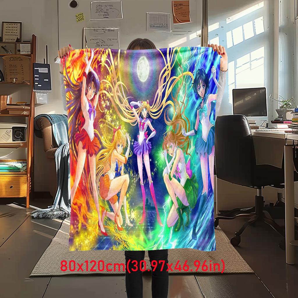 Coperta a tema cartone animato carino anime giapponese Sailor Moon Tsukino Usagi adatta per letti di casa, copridivani, pisolino in ufficio, coperte calde da esterno O5