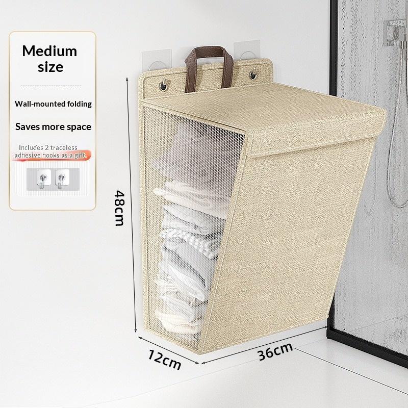 Wall Mounted Linen Dirty Clothes Bin Breathable Mesh Large Capacity Foldable Laundry Hamper for Bathroom Dorm Small Room