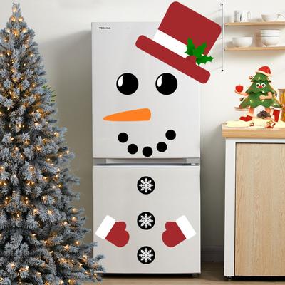 Christmas Snowman Stickers Fridge Window Decorative Decals Christmas Holiday Decoration Fun Expression Refrigerators Stickers