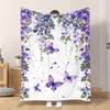 VIKAMA Butterfly Element Wisteria Pattern Throw Blanket, Soft and Warm for All Seasons, Suitable for Sofa Beds and Home Decor