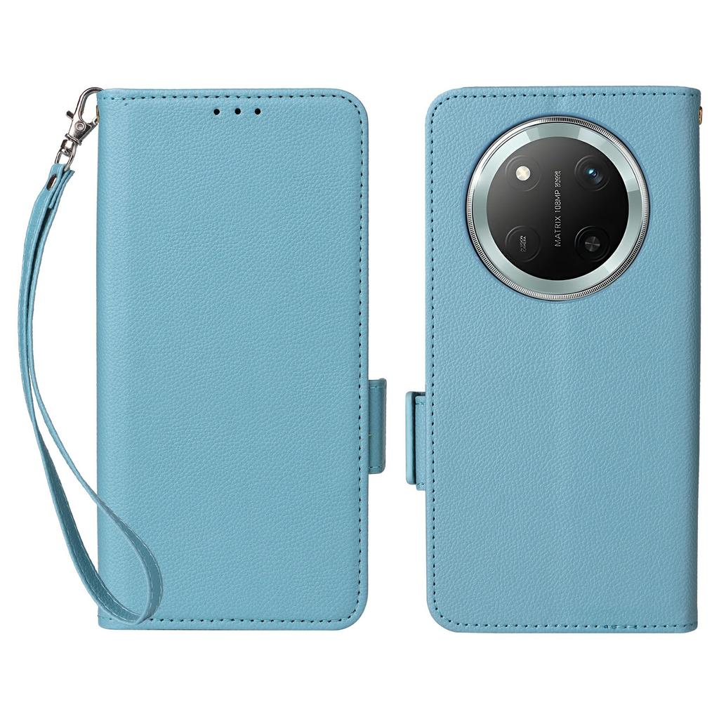 Leather Case with Wrist Strap for Honor X9c 5G/Magic7 Lite 5G/X60 Pro 5G Litchi Texture Wallet Phone Cover
