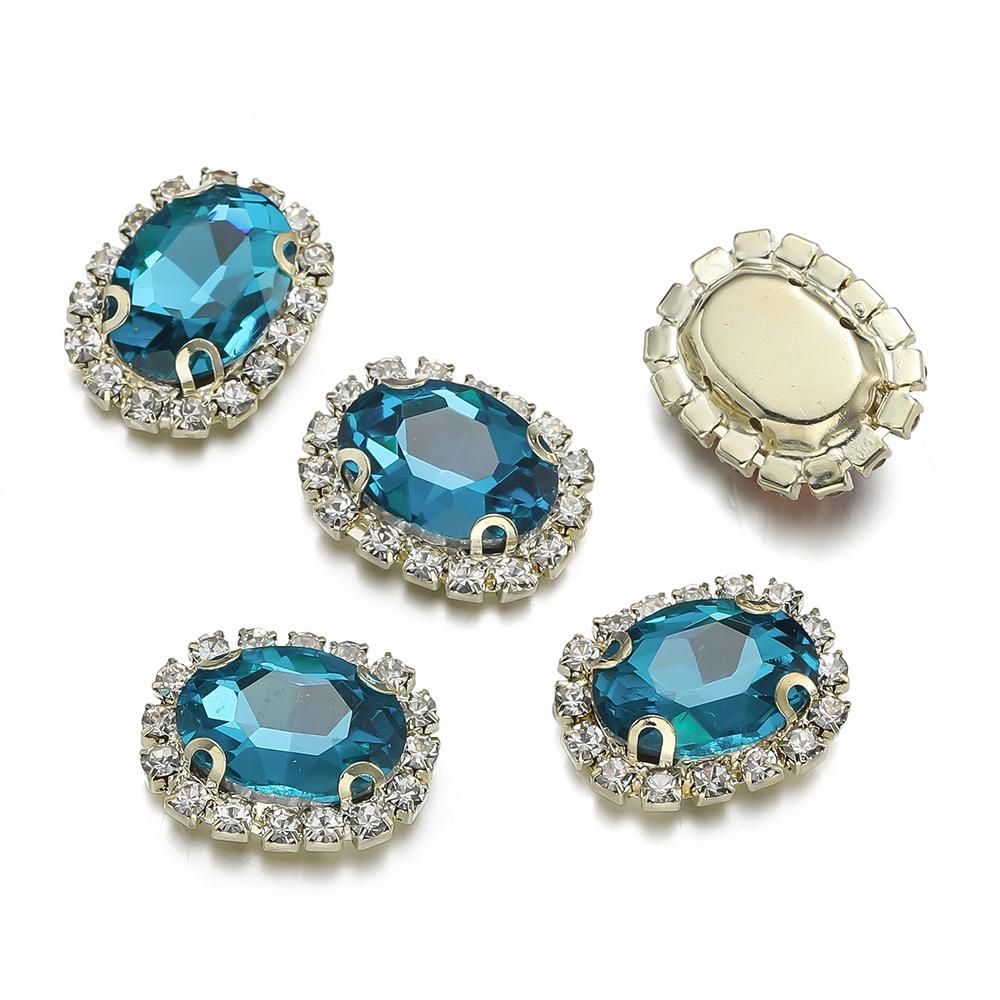 10pcs/lot 18*14MM 4-hole Sewing Rhinestone Flatback Oval Buttons for Clothing Wedding Sewing Diy Jewelry Making Accessories