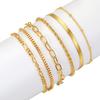 6Pcs/Set Bohemian Multi-layer Thin Chain Bracelets for Women Minimalist Gold ColorMetal Bangles Summer Y2KJewelry Accessories