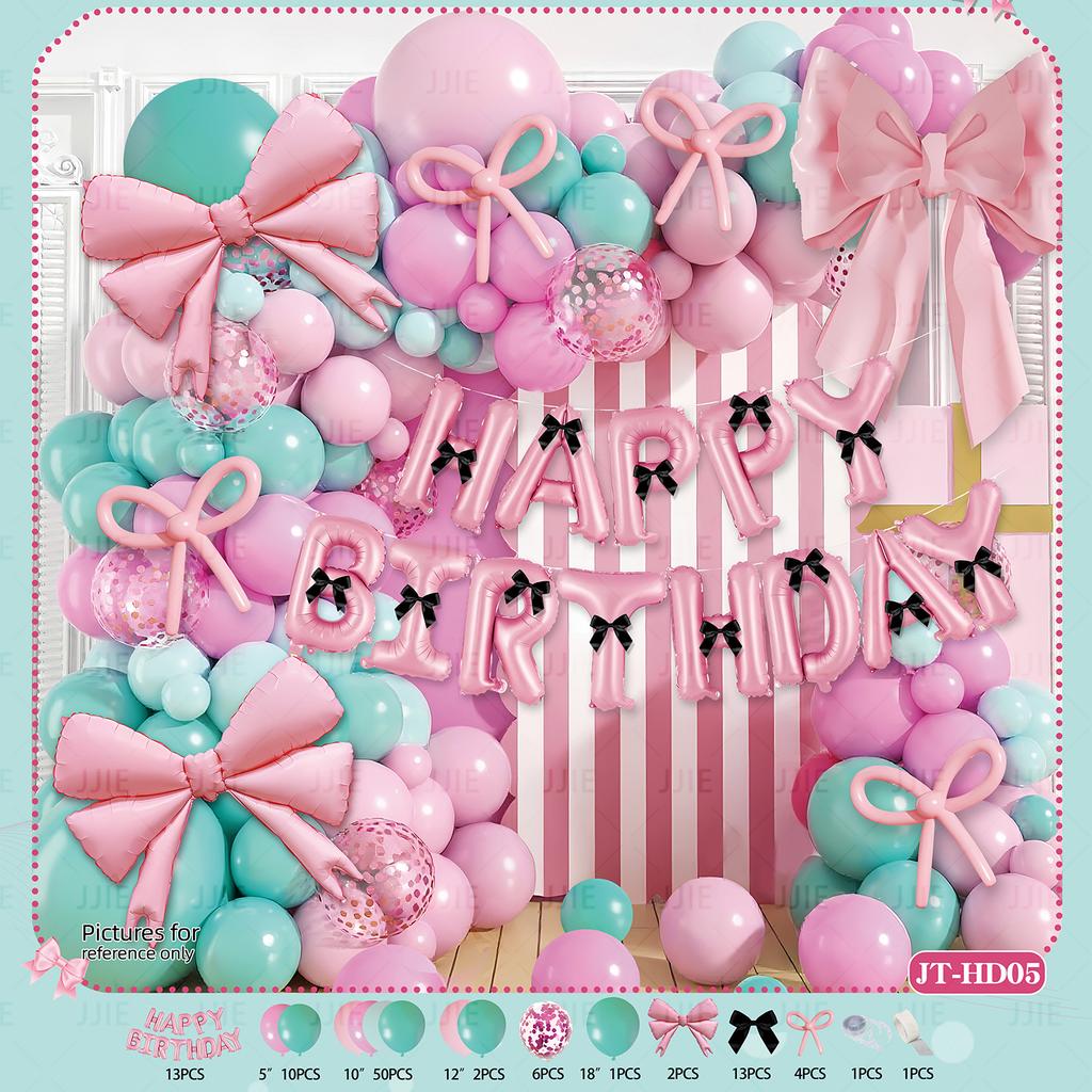 Bow Cartoon Internet Celebrity Balloon Chain Scene Decoration Party Balloon Decoration Birthday Ritual Background Wall