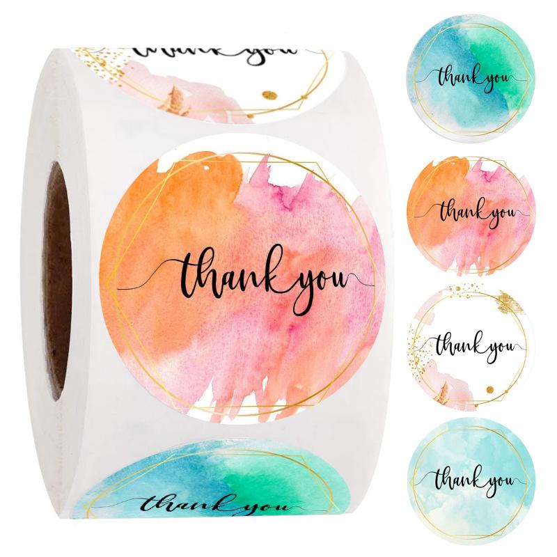 50-500pcs Holiday Wedding Decoration Stickers Thank You Flower Stickers 1inch Round Self-Adhesive Seal Labels