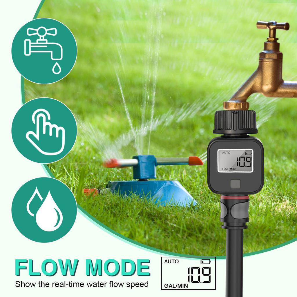 3/4 Inch Thread Water Flow Meter LCD Display Measure Gallon Liter Consumption Multifunctional Digital Water Meter