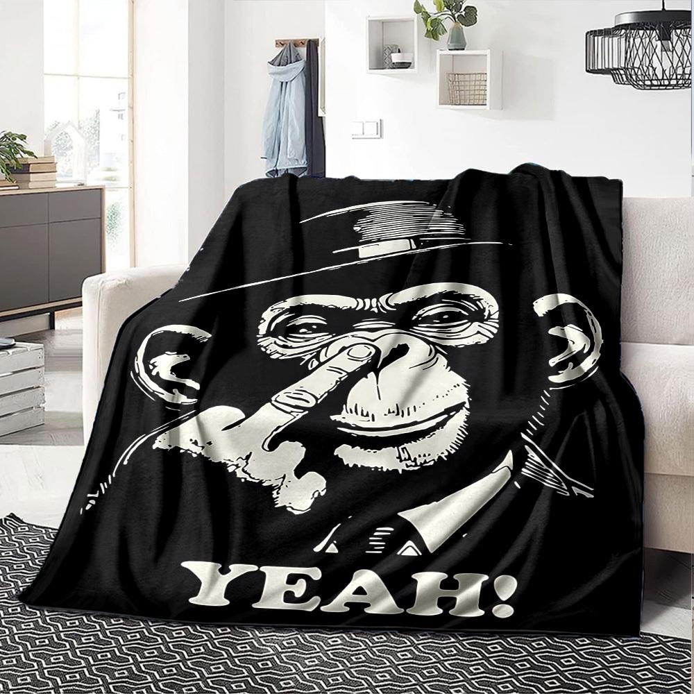 1pc Monkey Yeah! Throw Blanket Soft Flannel, Cozy All Season Polyester Perfect for Home, Office