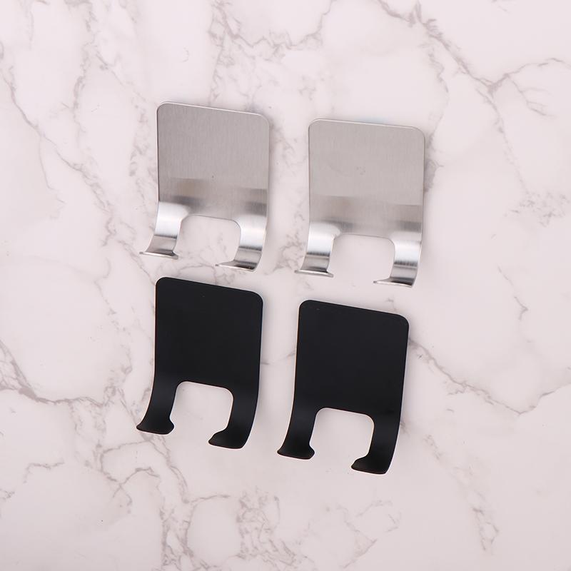 2Pcs Shower Hook Adhesive Razor Holder Wall Mounted Bathroom For Rack Shaver Shaving Holder Black Plastic Hook