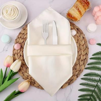 10pcs New 30x30cm Silky Satin Napkin Smooth Solid Color Dinner Napkins Square Table Napkins For Wedding Banquet Restaurant