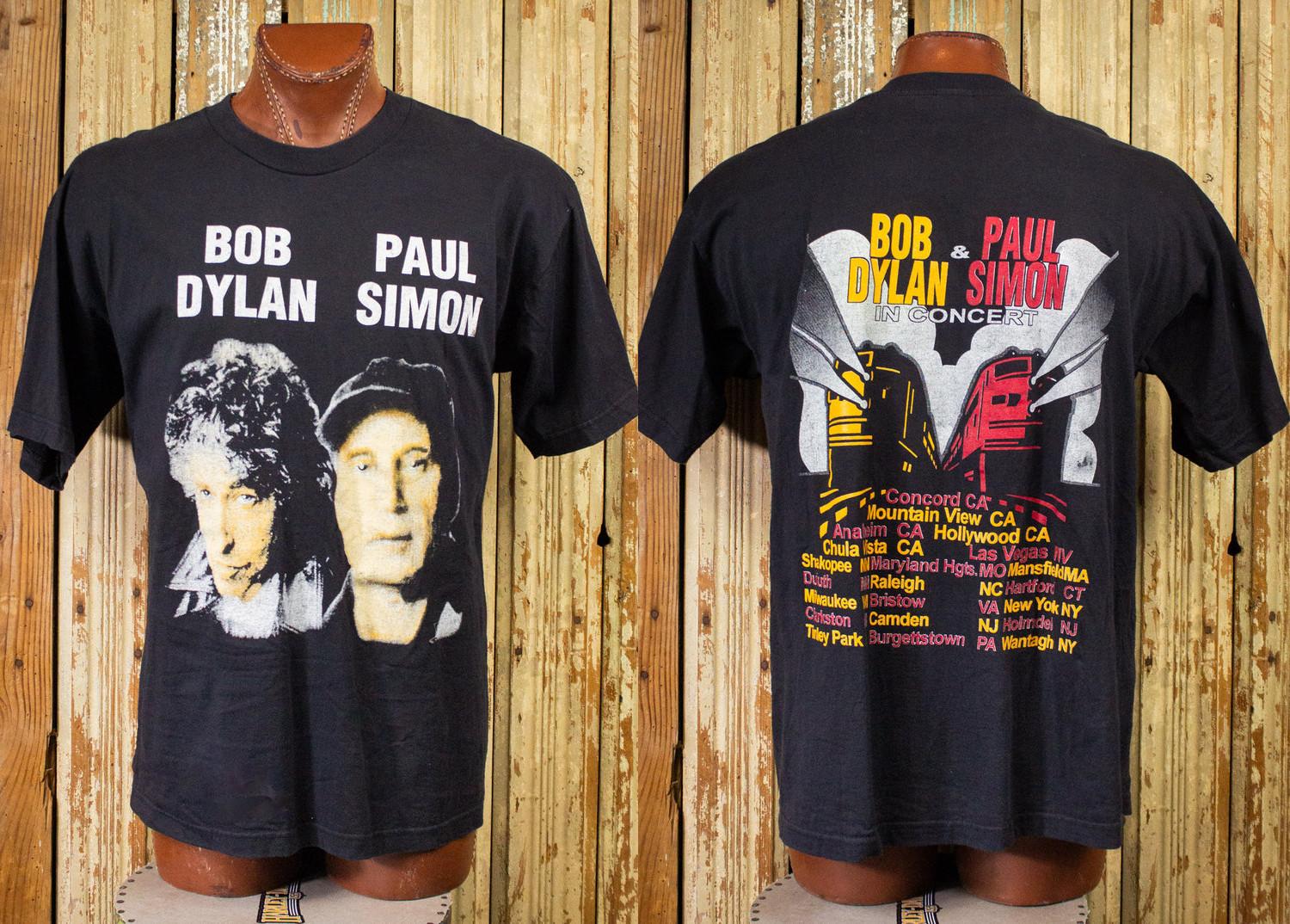 Vintage Styles Bob Dylan  Paul Simon Concert T Shirt 1999 Black M