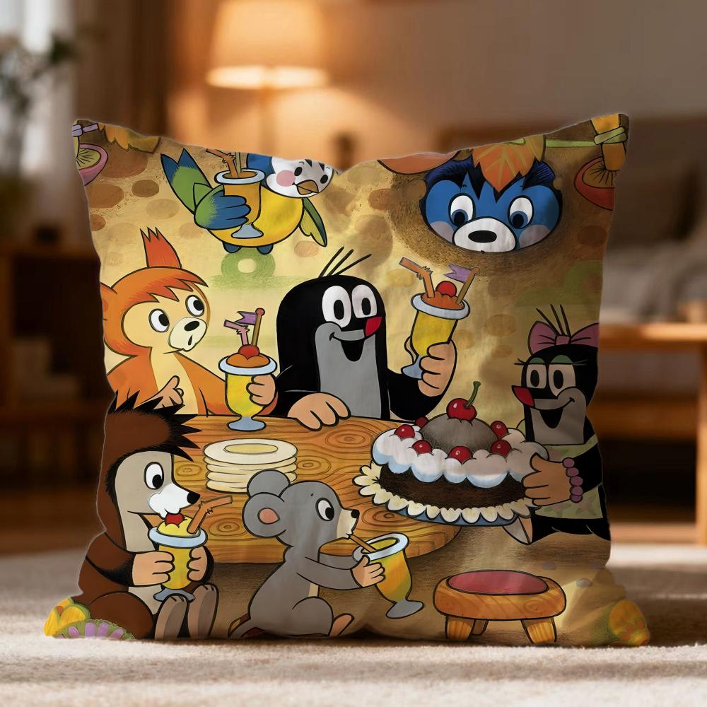 Fashion T-Tthe Little Mole Cushion Cover Soft Washable Pillow Case Multi-Scene For Couch Bed Travel Office Use