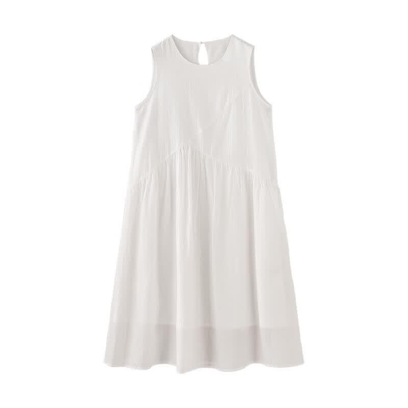 Women's Tencel Acetate Irregular Ruched A-Line Sleeveless Dress