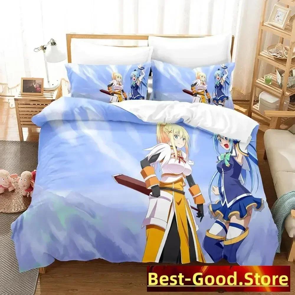 KonoSuba Bedding Set Duvet Cover Sheet Printed Bed Set Pillowcase Bed Full Queen King Size Comforter Bedroom
