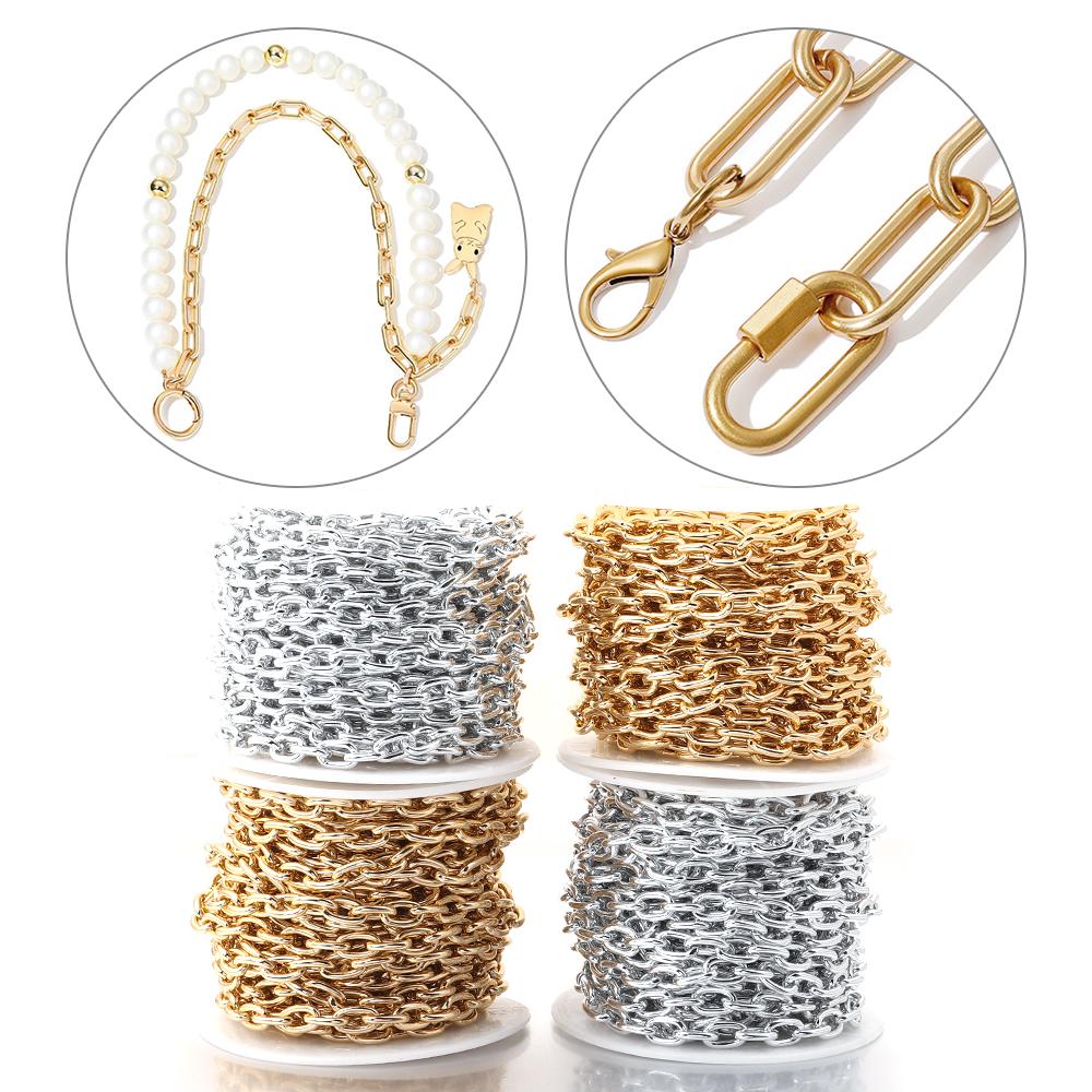 5 Yards/Rolle Aluminiumkette Gold Rhodium Farbe O-förmige Kreuz Metallgliederkette Für Schmuckherstellung DIY Halskette Armband Zubehör