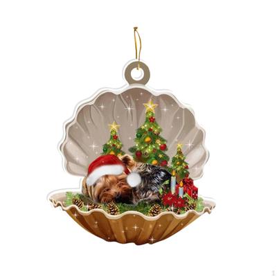 Weihnachtsbaum Hängeornament Acryl Anhänger Auto Wand Feiertag Büro Schlafender Welpen Anhänger für