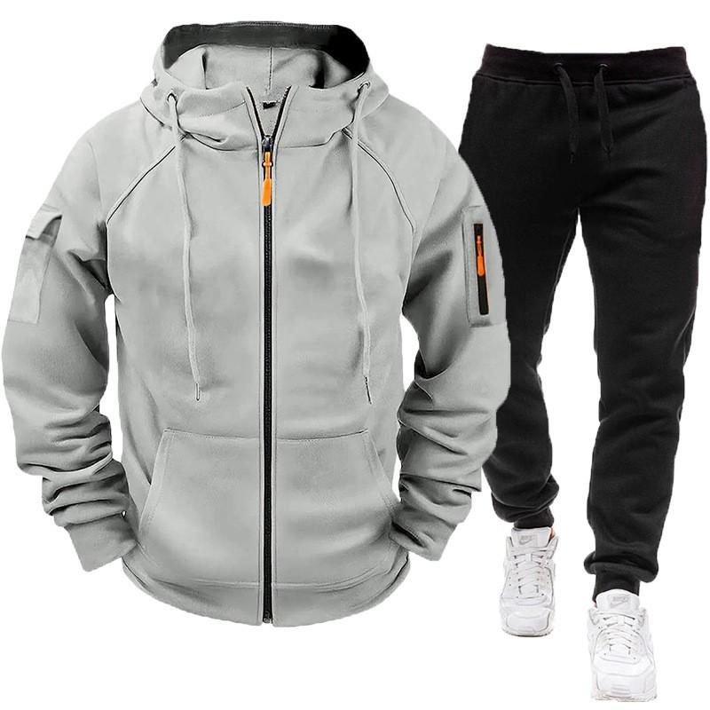 Men's Plus Size Casual Loose Zipper Hoodie Cardigan Sweatshirt Sports Set