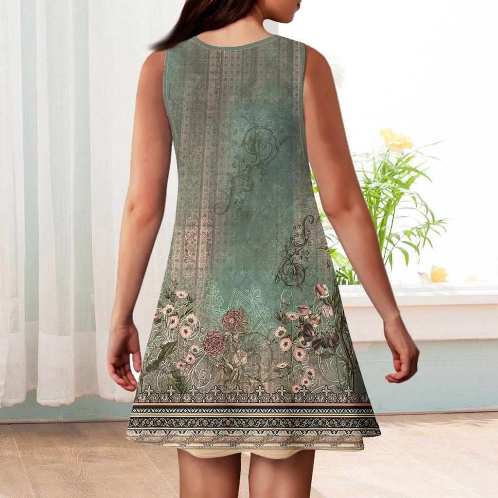 Girl Summer Dress Sleeveless Printed Color Casual Dress