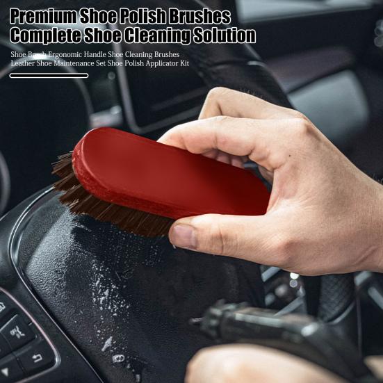 Shoe Brush Ergonomic Handle Shoe Cleaning Brushes Leather Shoe Maintenance Set Shoe Polish Applicator Kit