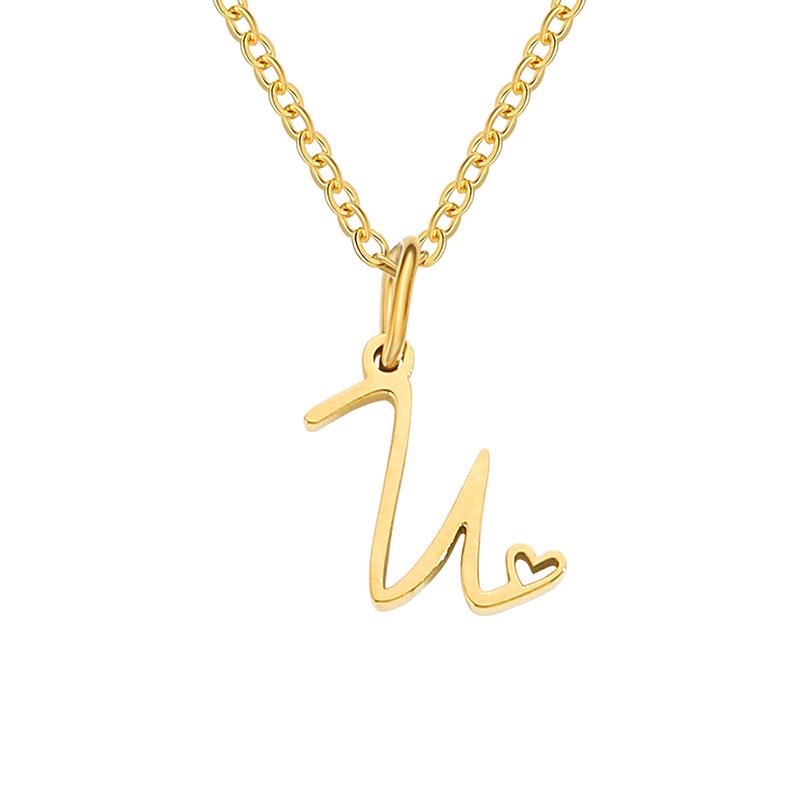 eManco Women's Niche Stainless Steel Letter Clavicle Necklace
