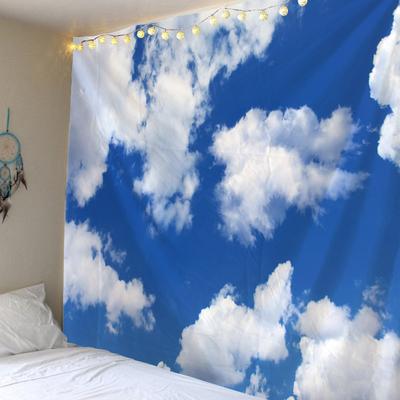 Blauer Himmel und weiße Wolken Wandteppich Wandbehang Hippie-Zimmer Hintergrund Stoff Boho Wohnkultur Strandmatte Yoga-Matte Schlafsofa Bettlaken