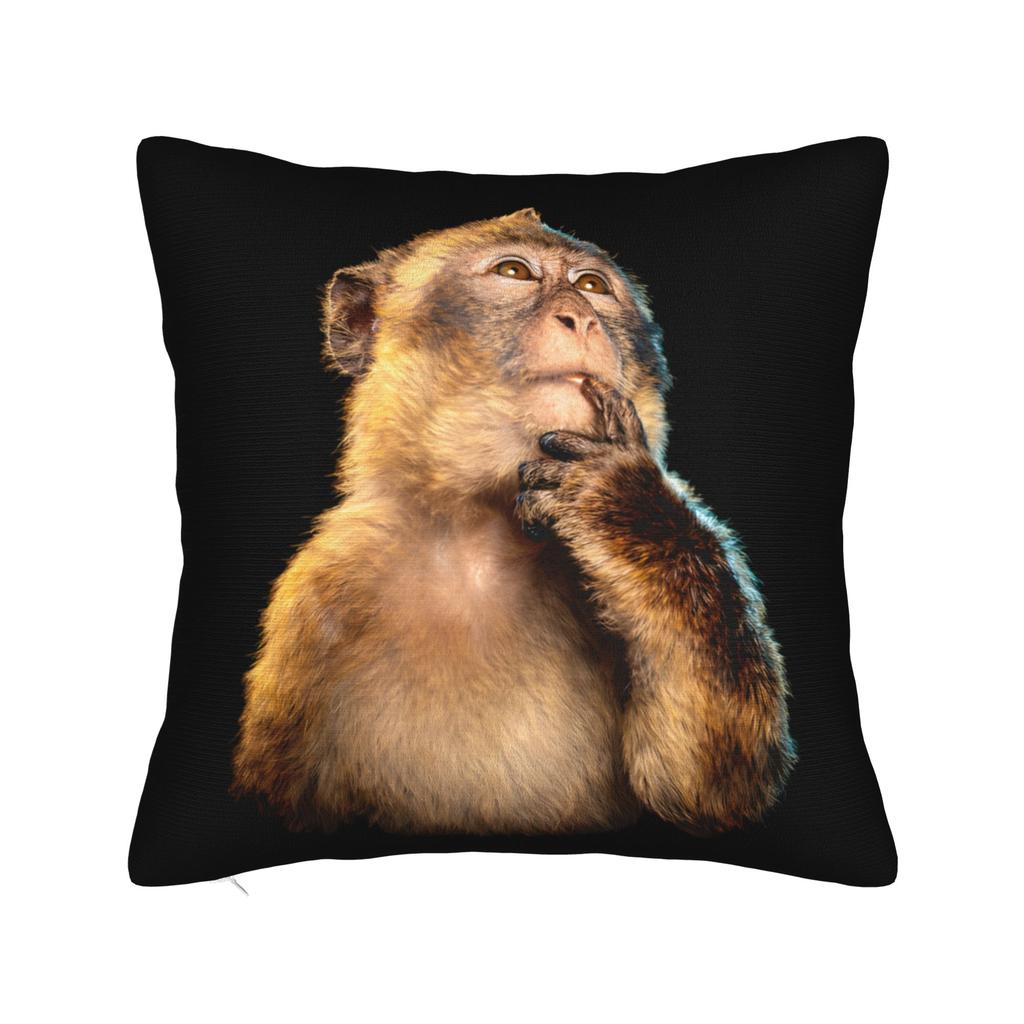 Federa per Cuscino Meme Scimmia Pensierosa Morbido Poliestere Copricuscino Copertina Cuscino Regalo per la Casa con Cerniera 18''