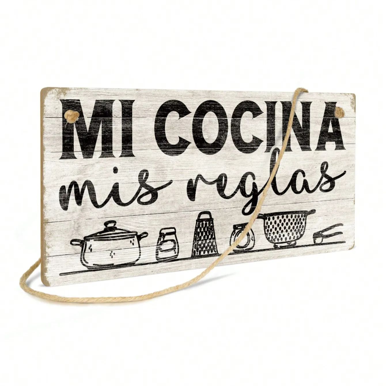 

Putuo Decor Putuo Decor 1 Piece Spanish Wooden Sign, Welcome To Our Little Home, Relax And Be Happy Now, Wooden Hanging Sign