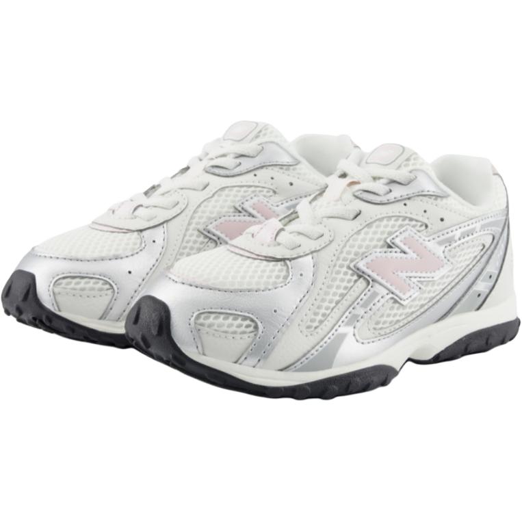 New Balance 204L Comfortable Versatile Durable Breathable Non-Slip Low-Top Casual Shoes Kids Sneakers White Silver Pink P204L351