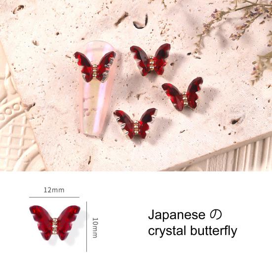 10 Pièces Décor Faux Ongles Brillant Art Tridimensionnel Ne Décolore Pas DIY Cristal Manucure Artisanat Ongle Papillon