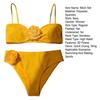 2Pcs/Set Women Bikini Set 3D Flower Decor Adjustable Straps Tube Top Bikini Bra
