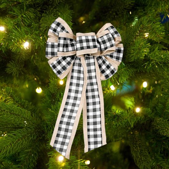 Large Christmas Bow Red Black Buffalo Plaid Christmas Wreath Bows Christmas Tree