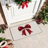 Christmas Carpet Mat Rug Beige Red Green Bow Pattern with Merry Christmas Text Home Decoration Floor Mat Welcome Mat Door Mat