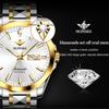 OUPINKE Montre Homme Double Calendrier Montre Mécanique Automatique Montre Diamant Haut De Gamme Étanche