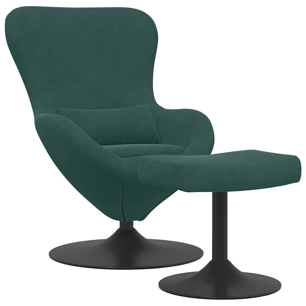 Egg Chair with Footstool Dark Green Velvet