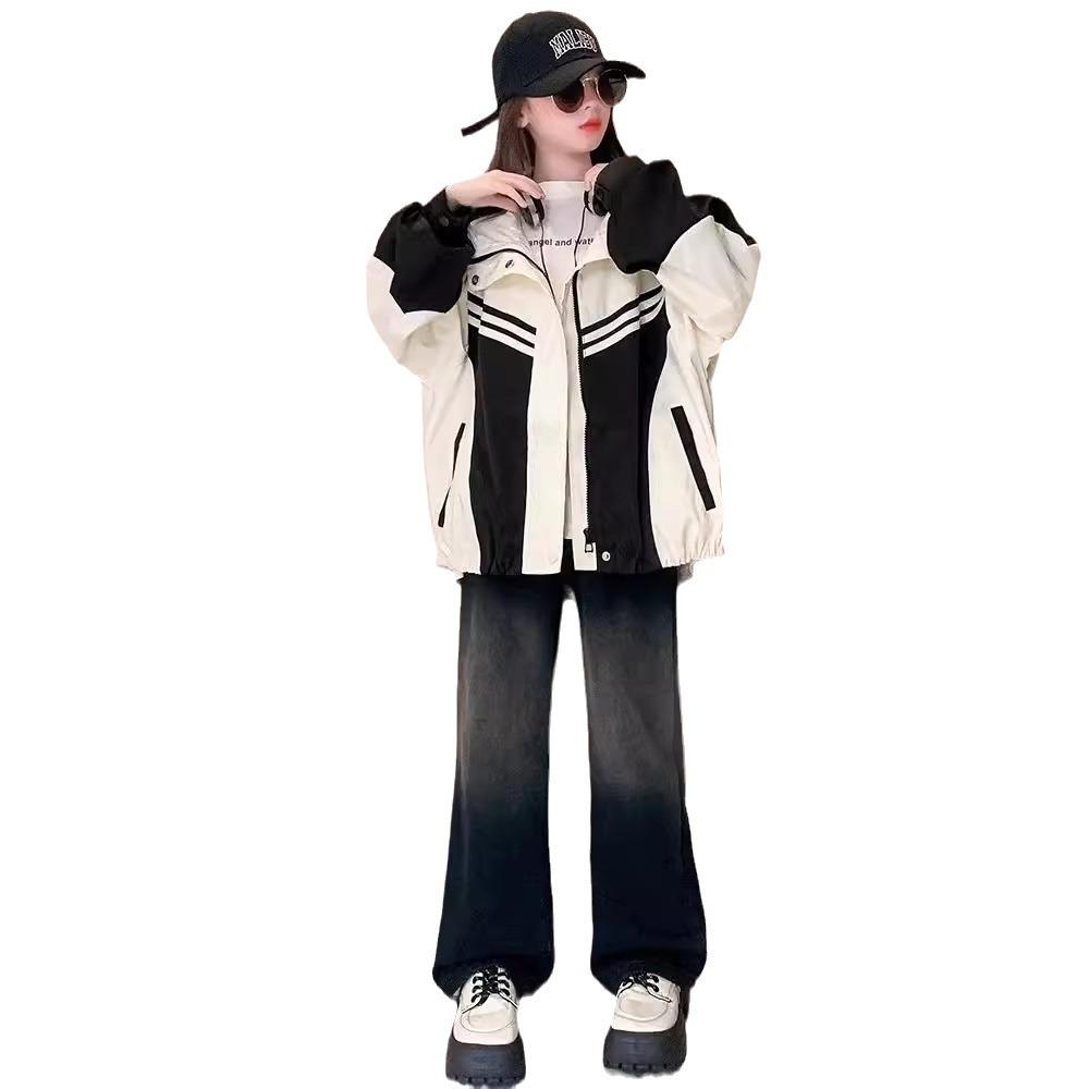 2025 Girls' Spring and Autumn Windbreaker - Fashionable Outerwear for Big Kids