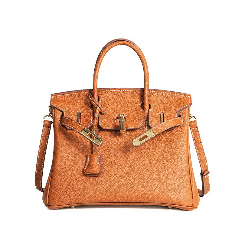 

Сумка из вощеной кожи первого слоя ручной работы Togo Platinum, узор личи, натуральная кожа, женская сумка с замком, сумка высокого класса