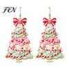 Holiday Party Jewelry Christmas 2D Acrylic Earrings, Colorful Tree Dangle Earrings with Bow Decorative Decor, Lightweight Drop Jewelry, Decorations