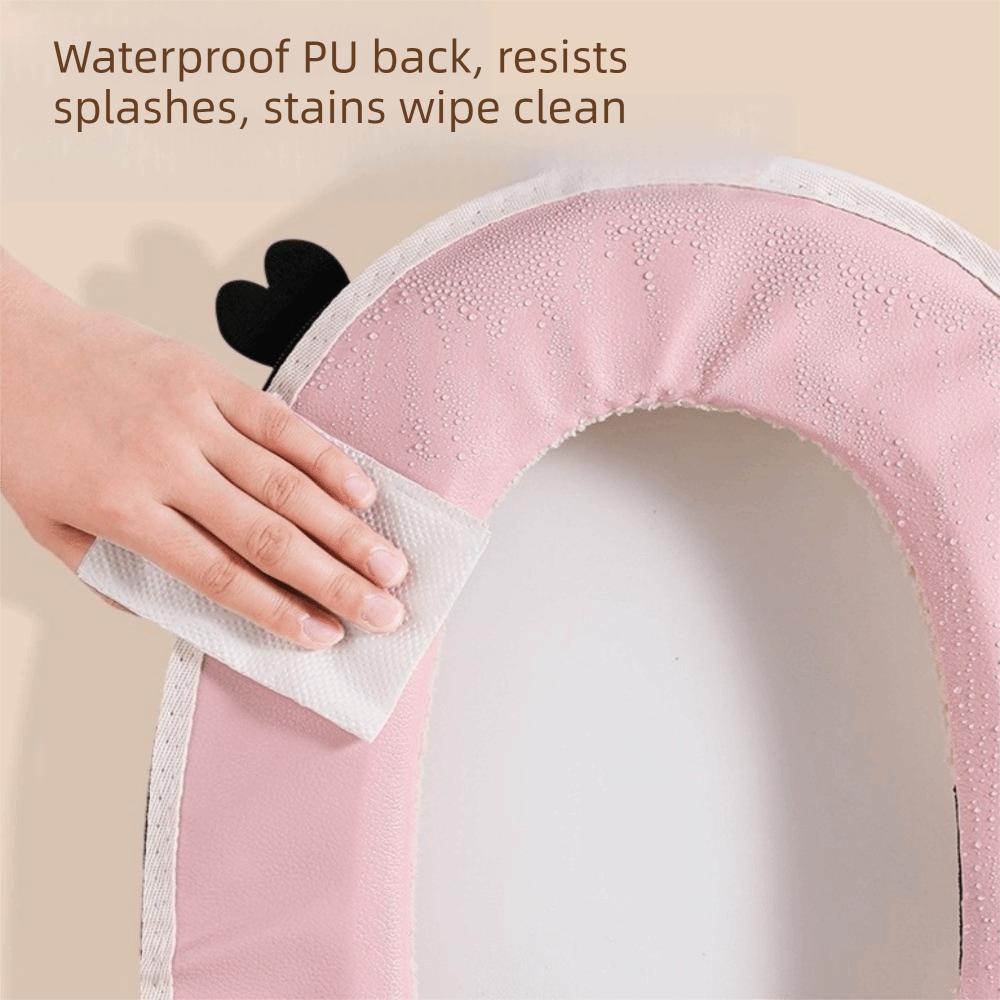 Warm Toilet Seat Cover Thickened Zipper Toilet Cover Lamb Velvet Toilet Seat Cushion Bathroom Use