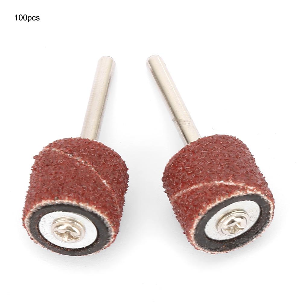 100Pcs 12mm Abrasive,   Sandpaper Wheel 100pcs 80 mesh Sand Paper sandpaper wheel 2 poles Grinding Bit 2Pcs Rods
