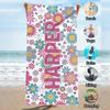 Personalized Flowers Beach Towel Custom Name/Logo Oversized Microfiber Towel Summer Party Gift for Beach Swimming Bath Sports