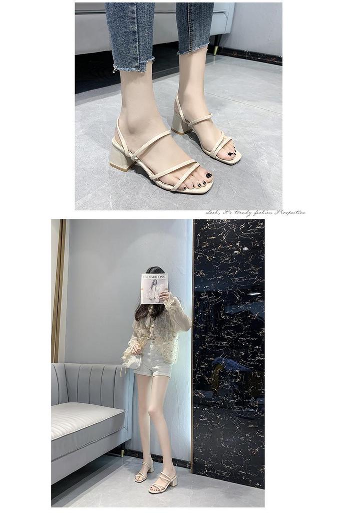 Women's Fairy Style Summer Sandals: 2025 Collection, Outdoor Roman Design, Medium Thick Heel, Korean Style, Two-Way Wear.