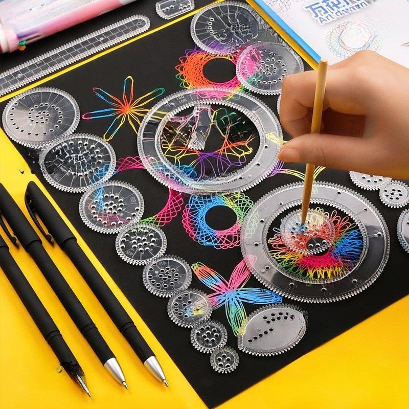 22Pcs Funny Spirograph Drawing Toys Set Geometric Ruler Drawing Accessories Creative Educational Drawing Toys For Children Gifts