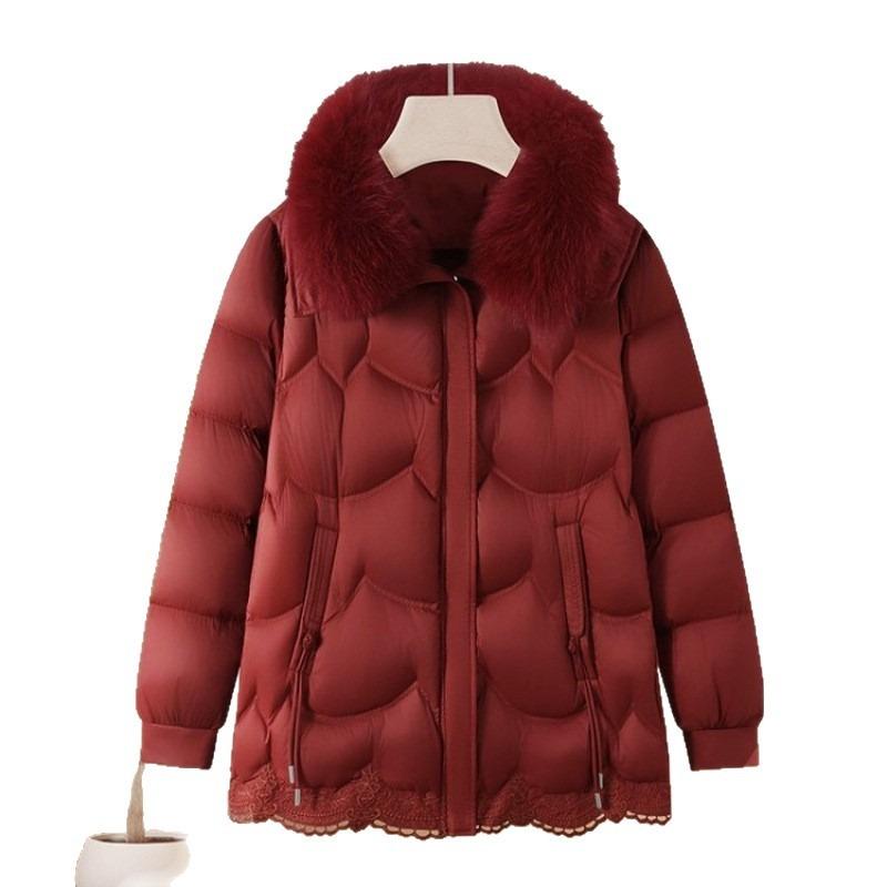 Winter New Mother Down Jacket Winter High-end White Duck Down Medium and Old Women's Clothing Natal Year Red Padded Jacket Women