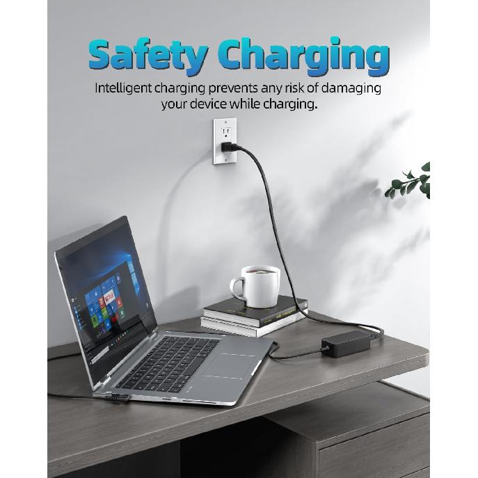Round Tip Travel Charger Fit for LG Gram Laptop (UL Certified Safety) 65W/48W/45W/40W
